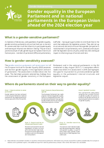 Gender equality in the European and national parliaments ahead of the 2024 election year 